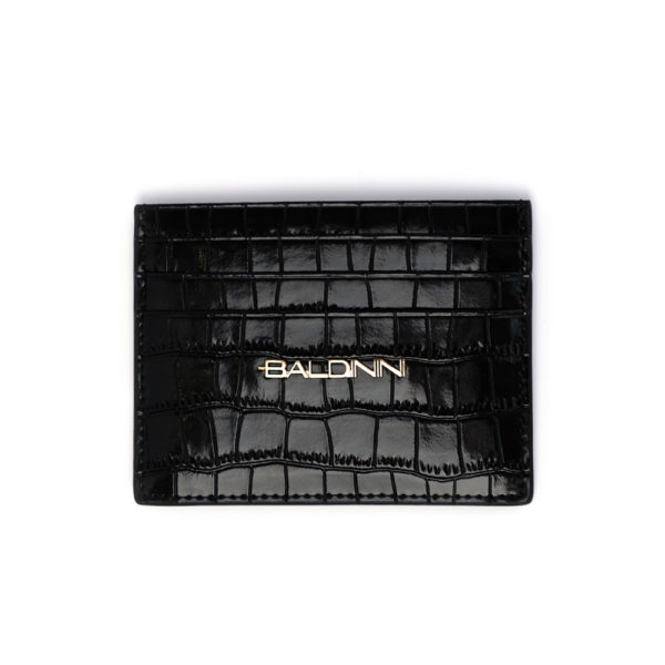 BALDININI Card case holder Croco Wallet Black